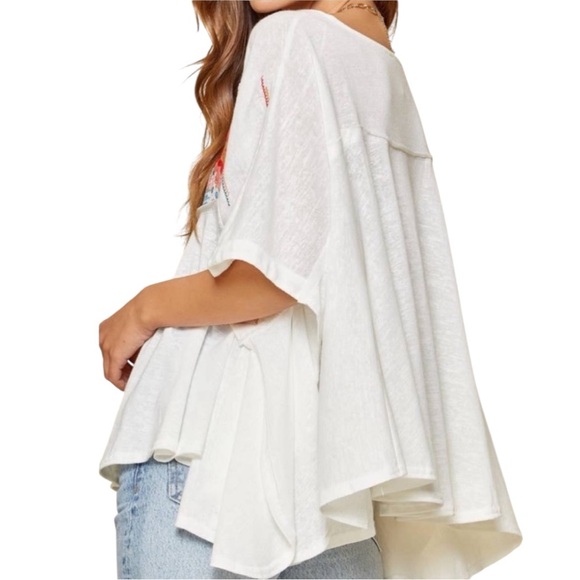 Savanna Jane Southwestern Tansy Embroidered Boho Poncho Top Oversized S Small - Picture 2 of 4